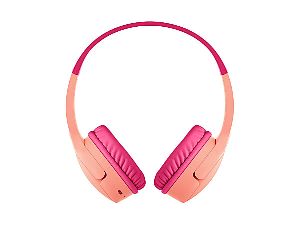 Belkin SoundForm Mini Wireless On-Ear Headphones for Kids - Stereo - Mini-phone (3.5mm) - Wired/Wireless - Bluetooth - 30 ft - On-ear, Over-the-head, Over-the-ear - Binaural - Ear-cup - 4 ft Cable - Pink