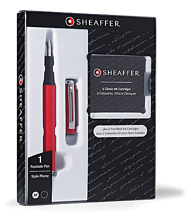 Sheaffer® Award Fountain Pen, Medium Point, 0.44 mm, Red Barrel, Black Ink