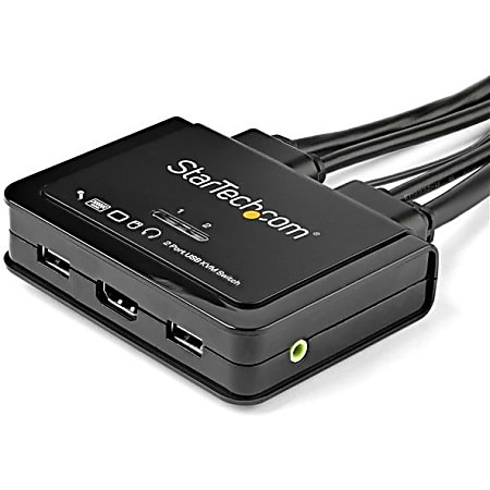 Support for 3.5mm Audio SV211HDUA4K OS Independent USB 4K 60Hz 2 Port HDMI KVM Switch with 4 Foot Built-in Cables