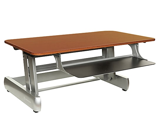 InMovement Elevate DT2 Standing Desk Riser Dark Wood Office Depot