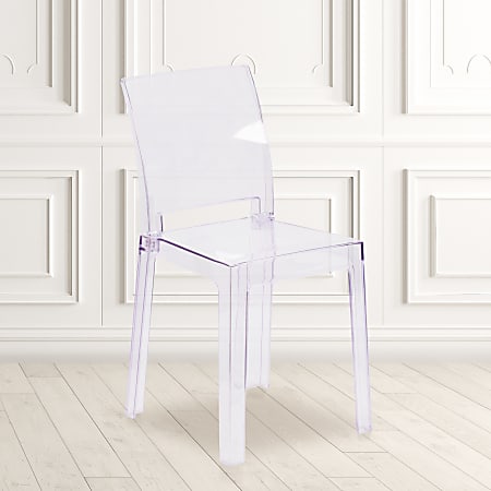 Flash Furniture Ghost Chair With Square Back, Transparent Crystal