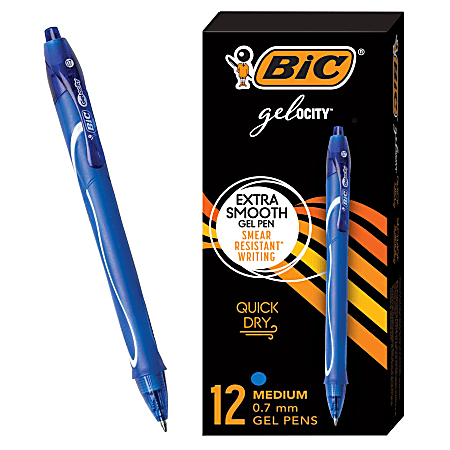 PrevaGuard Gel-ocity Retractable Gel Pen, Medium 0.7 mm, Blue Ink, Clear/Blue Barrel, Dozen PrevaGuard Gel-ocity Retractable Gel Pen, Medium 0.7 mm, Blue Ink, Clear/Blue Barrel, Dozen
