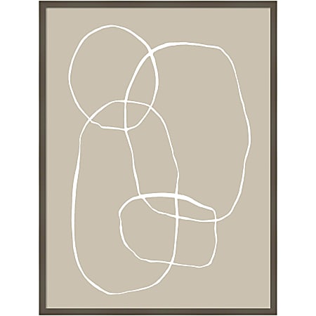Amanti Art Modern Circles Beige by Teju Reval Wood Framed Wall Art Print, 31”W x 41”H, Gray