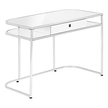 Monarch Specialties Natalia 48"W Computer Desk, Glossy White/Chrome