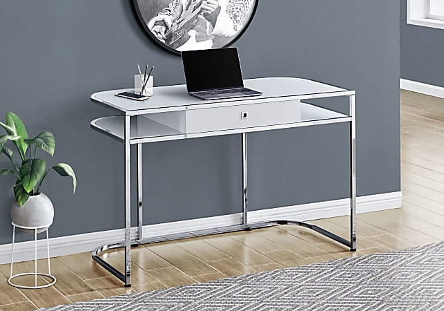 Monarch Specialties Natalia 48 W Computer Desk Glossy WhiteChrome