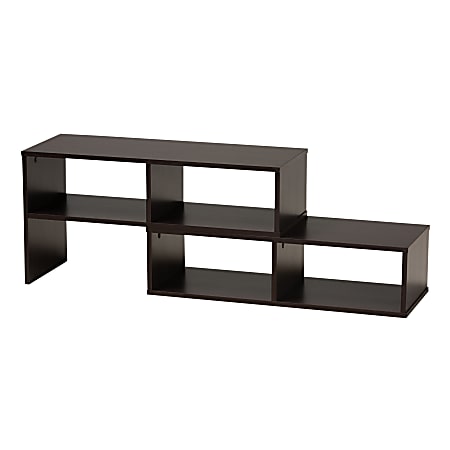 Baxton Studio Adjustable 2-Piece TV Stand, 16-5/16"H x 47-1/4"W x 11-13/16"D, Dark Brown