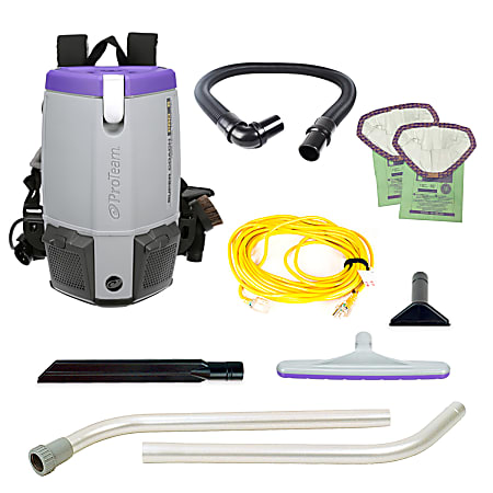 ProTeam Super Coach Pro 6 Triangular 6 Qt. Backpack Vacuum, With Xover Multi-Surface 2-Piece Wand Tool Kit