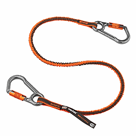 Ergodyne Squids 3118Fx Standard Tool Lanyard With Dual Locking Carabiner 15  Lb OrangeGray - Office Depot