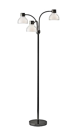 Adesso® Presley 3-Arm Floor Lamp, 69"H, Clear Shade/Black