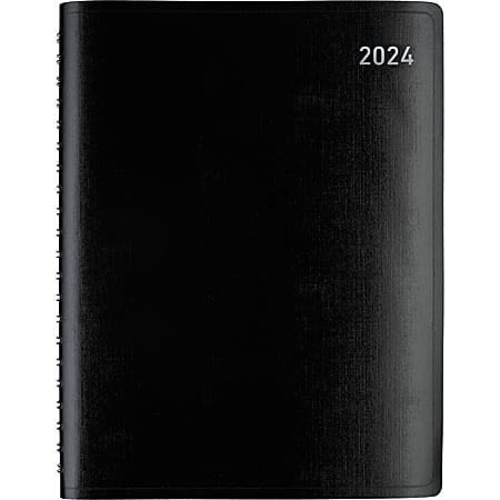 2024 Office Depot® Brand Weekly/Monthly Planner, 8" x 11", Black, January to December 2024 , OD710800