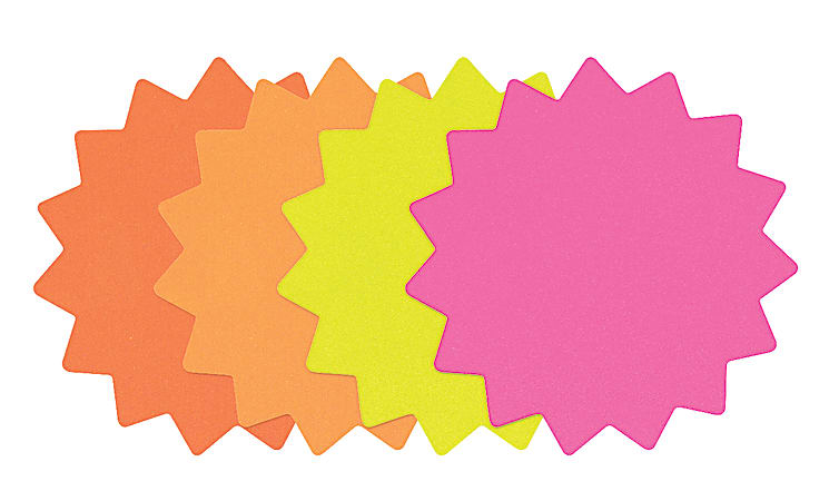 Cosco® Starburst Die-Cut Paper Signs, 4" Diameter, Multicolor, Set of 60