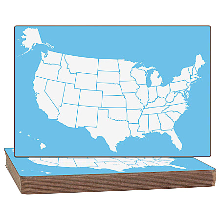 Flipside U.S. Map Unframed Dry-Erase Whiteboards, 12" x 18", White/Blue, Pack Of 12