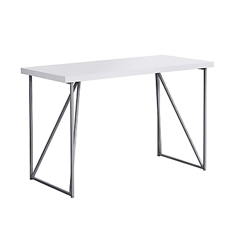 Monarch Specialties 48"W Computer Desk, White/Silver