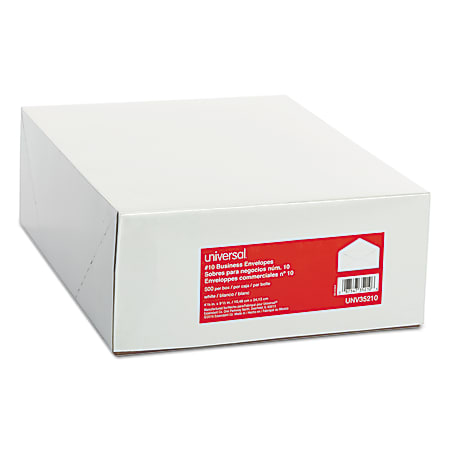 Universal® #10 Business Envelopes, Gummed Seal, White, Box