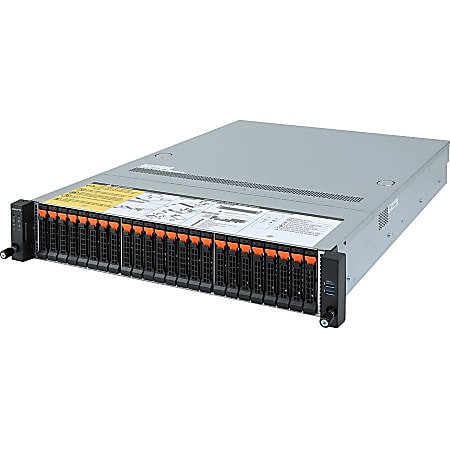 Gigabyte R282-Z92 Barebone System - 2U Rack-mountable - AMD  - 128 GB DDR4 SDRAM DDR4-3200/PC4-25600 Maximum RAM Support - 32 Total Memory Slots - Serial ATA/600 - ASPEED AST2500 Integrated - 26 2.5" Bays   - 5 USB 3.0 Ports - 2 x 1600 W