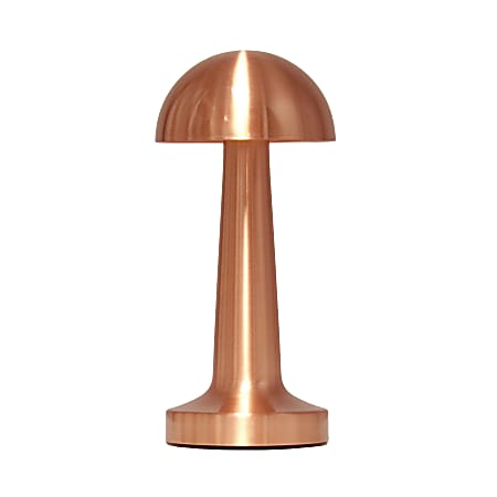 Simple Designs Mushroom Magic Mini Metal Dimming Rechargeable Cordless 4-Way Touch Sensor Dome Desk Lamp, 8-15/16"H, Copper