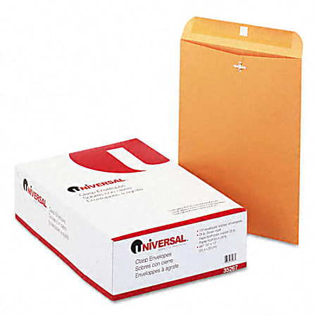 Universal Kraft Clasp Envelope - Catalog - #97 - 10" Width x 13" Length - 28 lb - Clasp/Gummed Flap - Kraft - 100 / Box - Light Brown