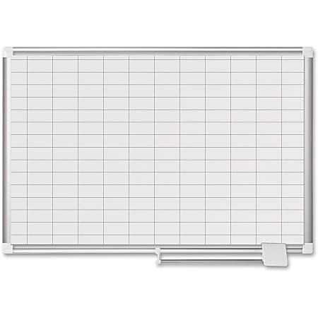 MasterVision® Platinum Pure 1" x 2" Grid Planning Board, 36" x 24", Silver Aluminum Frame