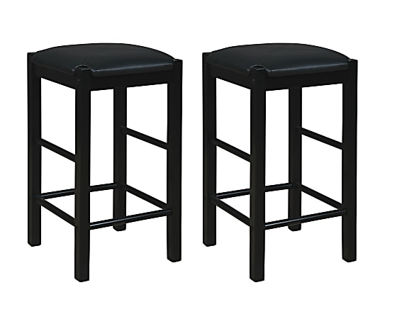 Linon Kent Backless Faux Leather Counter Stools, Black, Set Of 2 Stools