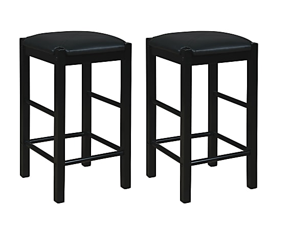 Linon Kent Backless Faux Leather Counter Stools, Black,