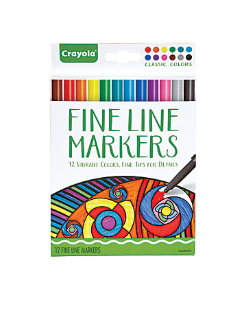 Crayola® Fine Line Markers For Adults, Assorted Classic Colors, Pack Of 12