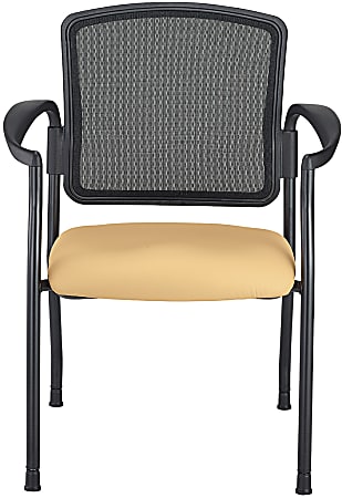 WorkPro® Spectrum Series Mesh/Vinyl Stacking Guest Chair With Antimicrobial Protection, With Arms, Tan, Set Of 2 Chairs, BIFMA Compliant