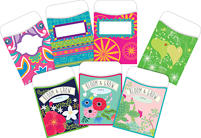 Barker Creek Peel & Stick Library Pockets, 3-1/2" x 5-1/8", Bohemian Garden, Set Of 90 Pockets