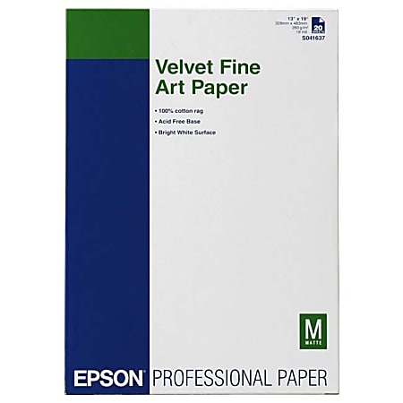Epson® Velvet Fine Art Paper, 13" x 19", White