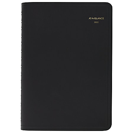 AT-A-GLANCE® Daily Planner, 5" x 8", Black, January To December 2022, 7020705