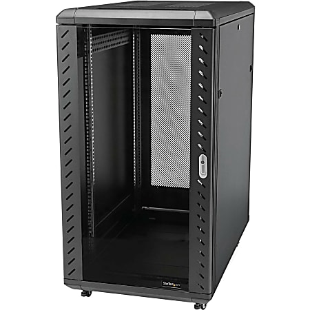 StarTech.com 18U Server Rack Cabinet - Includes Casters and Leveling Feet - 32 in. Deep - Weight Capacity 1768 lb. - Lockable (RK1836BKF)