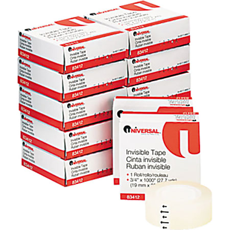 Universal Invisible Tape - 27.78 yd Length x 0.75" Width - 1" Core - Clear - Acrylic - For Multipurpose, Label Protection - 12 / Pack