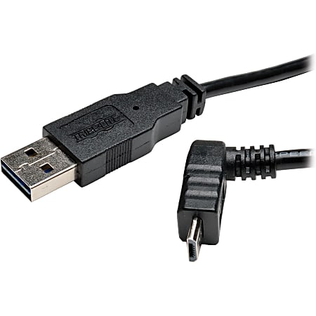 Tripp Lite 3ft USB 2.0 High Speed Cable Reversible A to Up Angle 5Pin Micro B M/M - USB for PDA, Camera, Cellular Phone - 3 ft - 1 x Type A Male USB - 1 x Type B Male Micro USB - Black"