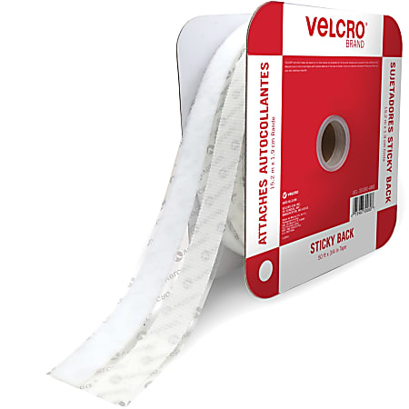VELCRO® Sticky Back Fasteners - 16.67 yd Length x 0.75" Width - White - 1 Roll