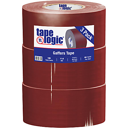 Tape Logic Gaffers Tape, 3" x 60 Yd., 11 Mil, Burgundy, Case Of 3 Rolls