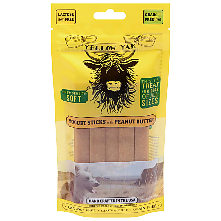 Yellow Yak Yogurt Sticks Dog Treats, Peanut Butter, 4.8 Oz, Total Qty 5