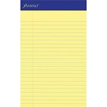 Ampad Perforated Ruled Pads - 50 Sheets - Stapled - 0.28" Ruled - 5"x8" Sheet Size - Dark Blue Binding - 20204