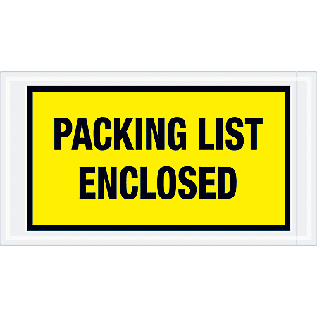 Tape Logic® Preprinted Packing List Envelopes, Packing List Enclosed, 5 1/2" x 10", Yellow, Case Of 1,000