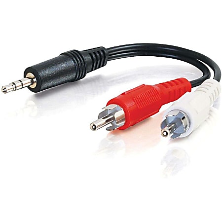 C2G 12ft Value Series One 3.5mm Stereo Male To Two RCA Stereo Male Y-Cable - 12 ft Mini-phone/RCA Audio Cable - First End: 1 x Mini-phone Stereo Audio - Male - Second End: 2 x RCA Stereo Audio - Male - Splitter Cable - Shielding - Black