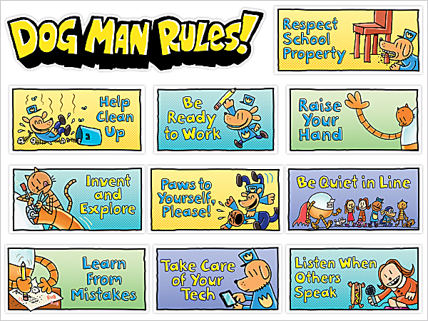 Scholastic® Teacher's Friend Dog Man Class Rules Mini Bulletin Board Set, Grades 1 - 5