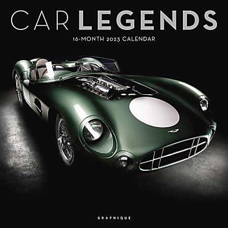 Graphique Daily/Monthly Wall Calendar, 12" x 12", Car Legends, January To December 2023