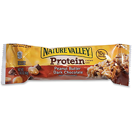 NATURE VALLEY Peanut Butter Protein Bar - Peanut Butter, Dark Chocolate - 1.42 oz - 16 / Box NATURE VALLEY Peanut Butter Protein Bar - Peanut Butter, Dark Chocolate - 1.42 oz - 16 / Box