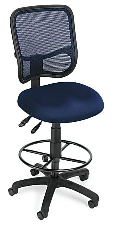 OFM Mesh Comfort Series Fabric Ergonomic Task Chair With Drafting Kit, Navy/Black