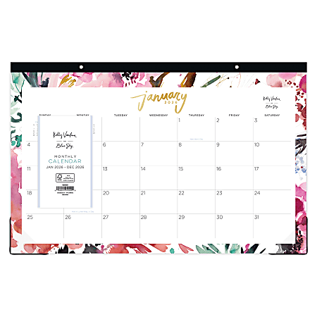 Staples 2026 Monthly Desk Pad Calendar - 21.75" X 17", White/Black (ST12951-26)