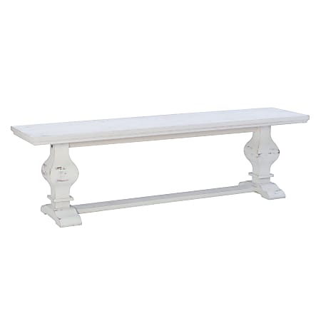 Powell Halpin Wooden Backless Bench, White