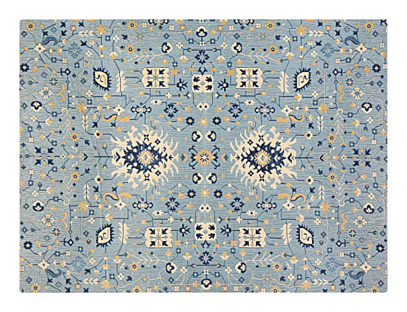 Anji Mountain Tabriz Rug’d Chair Mat, 1/4"H x 40”W x 54”D, Blue/Beige/Gold