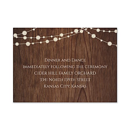 Custom Shaped Wedding & Event Reception Cards, 4-7/8" x 3-1/2", Rustic Evening, Box Of 25 Cards
