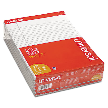 Universal® Color Perforated Notepads, 8 1/2" x 11", Legal Ruled, 100 Pages (50 Sheets), Gray, Pack Of 12