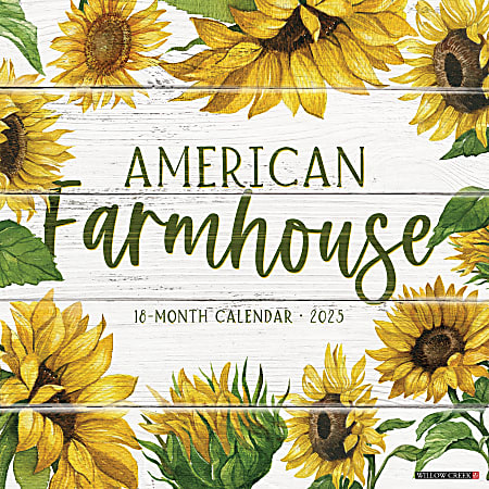 2025 Willow Creek Press Art & Design Monthly Wall Calendar, 12" x 12", American Farmhouse, January To December, 41338