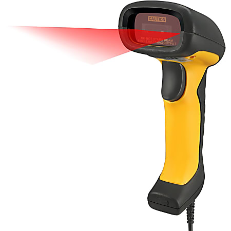 Adesso NuScan 5200TU- Antimicrobial & Waterproof 2D Barcode Scanner - Cable Connectivity - 12" Scan Distance - 1D, 2D - CMOS - USB - Yellow, Black - IP67 - Industrial, Healthcare, Logistics, Library, Retail