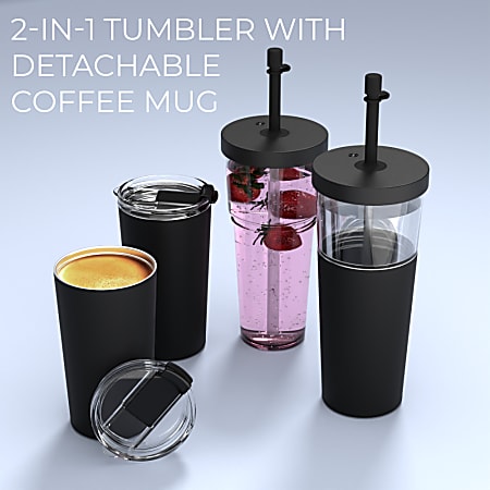 12 Black Tumblers 16oz Grande Colored Acrylic Matte Plastic Cups
